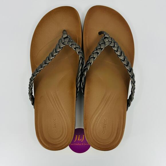 Aetrex Women's Rachel Support Comfort Thong Sandals Pewter Size 38 EU/ 7.5-8 US - Picture 12 of 14